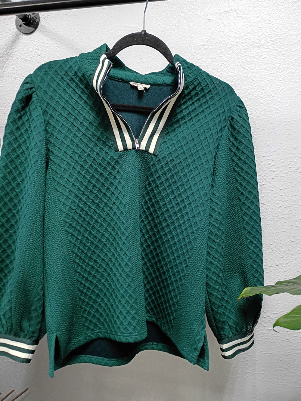 JODIFL Dark Green Quilted Half-Zip Bomber Pullover